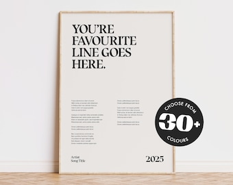 Impresión personalizada de letras de canciones: Arte mural musical personalizado (descarga digital)