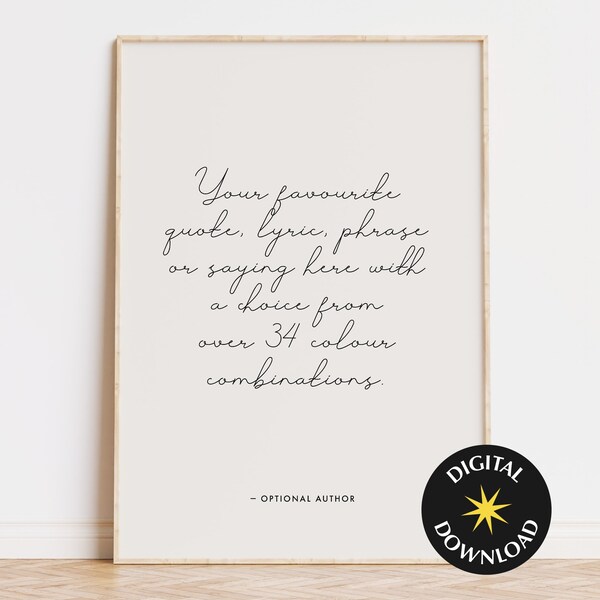 Custom Quote Print Modern Home Decor, Favourite Quote Wall Art, Personalised Typography Poster Gift