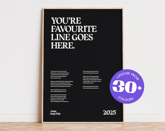 Arte mural con letras de canciones personalizadas, descarga digital de impresiones de letras personalizadas, póster imprimible, impresión de canciones de boda, regalo para amantes de la música.