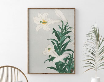 Vintage Japanese Water Lilly Print, Ohara Koson Art Print, Traditional Japanese Poster, Wall Art Decor, Printable Wall Art