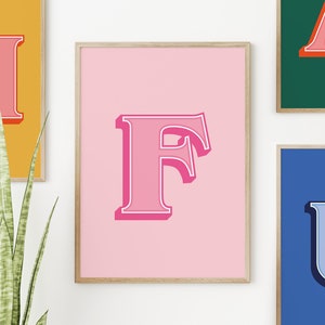 Impresión inicial personalizada, impresión del alfabeto personalizada, arte de pared con letras coloridas, póster con inicial personalizado, regalo para un amigo, regalo para un bebé recién nacido