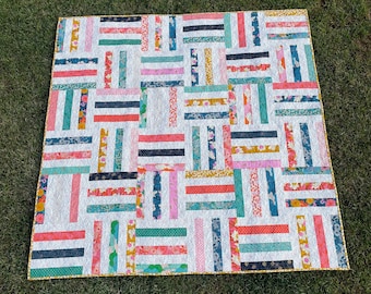 Joyful Stripes 2.0 Quilt Pattern - PDF Download - Fat Quarter Quilt Pattern - Jelly Roll Quilt Pattern - Scrap Quilt Pattern - Beginner