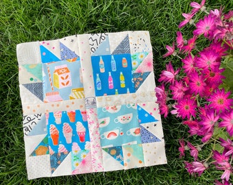 Charm Pack Bear Paw Quilt Block Pattern - PDF Download - Quilt Block Pattern - Bear Paw Quilt Pattern