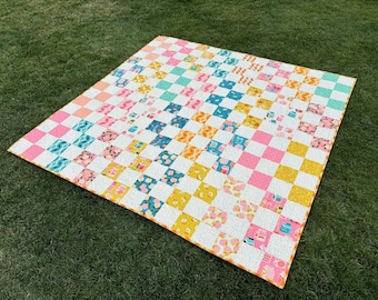 Layer Cake Squared Quilt Pattern - PDF Download - Layer Cake Quilt Pattern - Charm Pack Quilt Pattern - Beginner Quilt Pattern