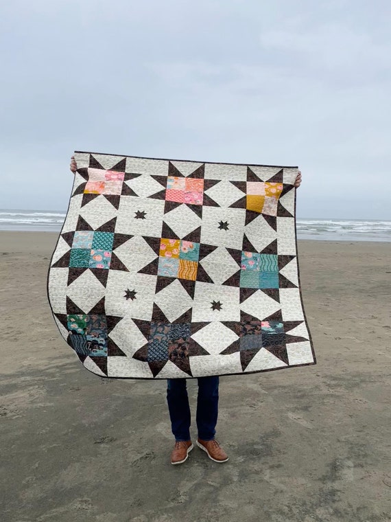 Charm Pack Stars Quilt Pattern - PDF Download - One Charm Pack Pattern - Two Charm Pack Pattern - Charm Pack Quilt Pattern - Sawtooth Star