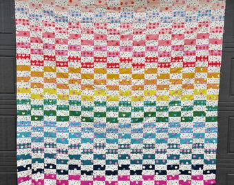 Charm Pack Split Quilt Pattern - PDF Download - Charm Pack Quilt Pattern - Layer Cake Quilt Pattern - Beginner Pattern - Rainbow - Ombre