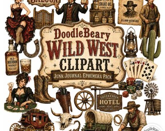 Wild West Junk Journal Ephemera kit /PDF file/JPG file
