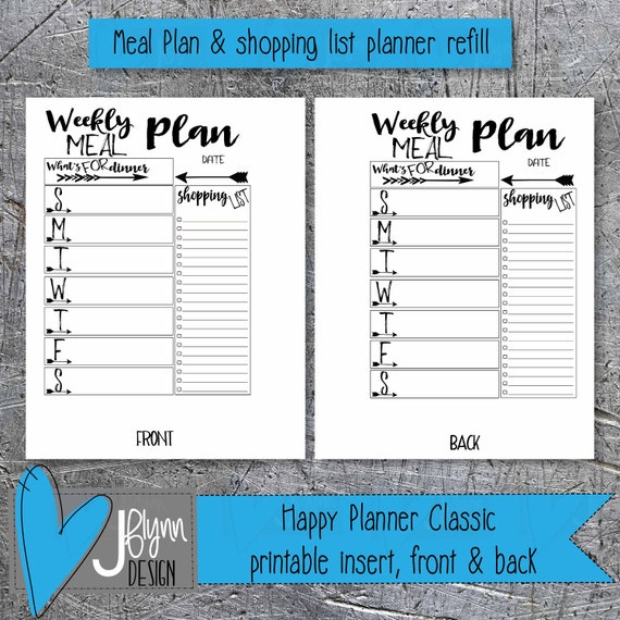 Meal Planner Classic Happy Planner Printable Insert Mambi | Etsy