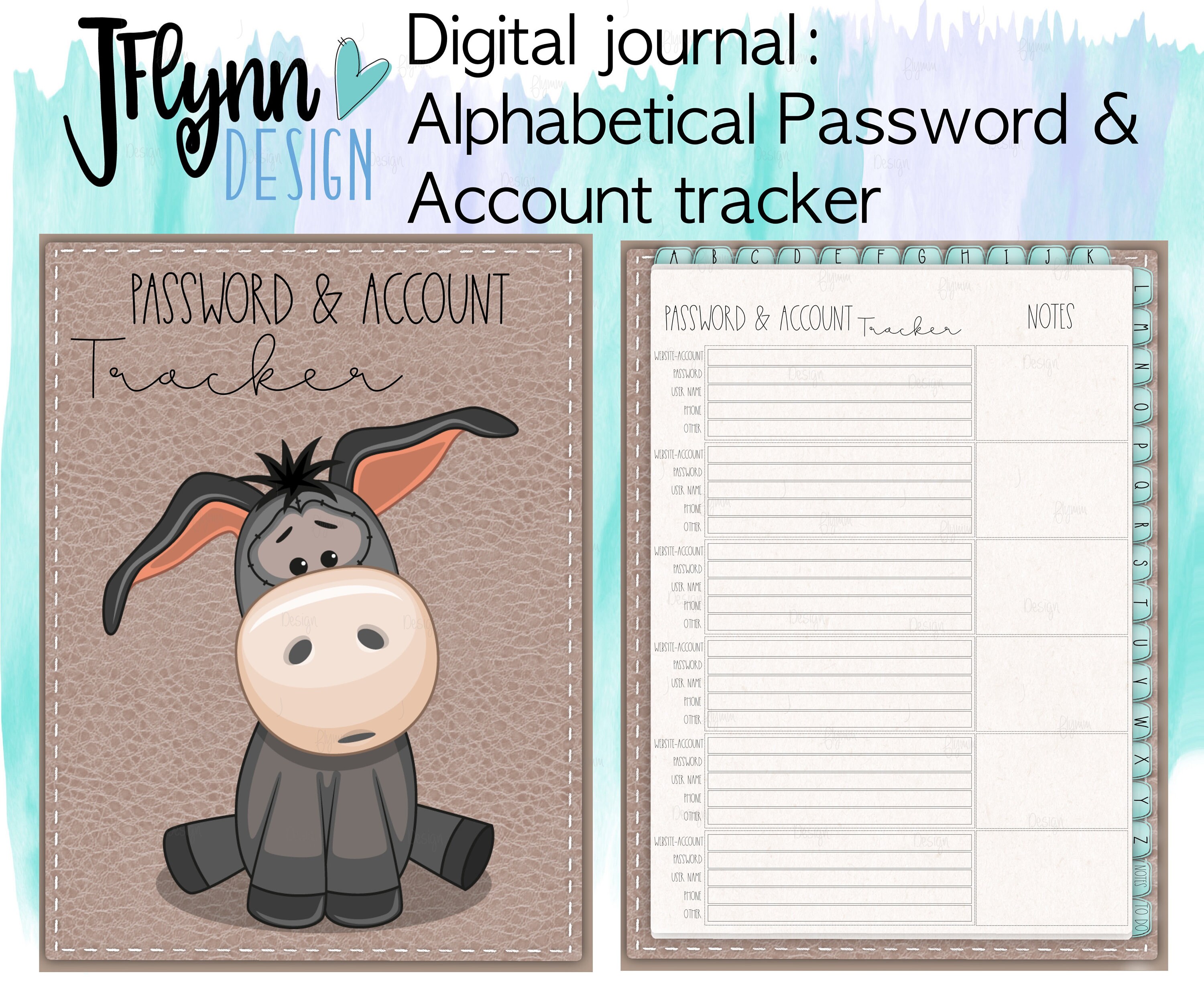 Digital password journal planner Goodnotes password journal Etsy