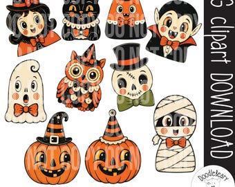 vintage halloween 2  300 DPI clipart set