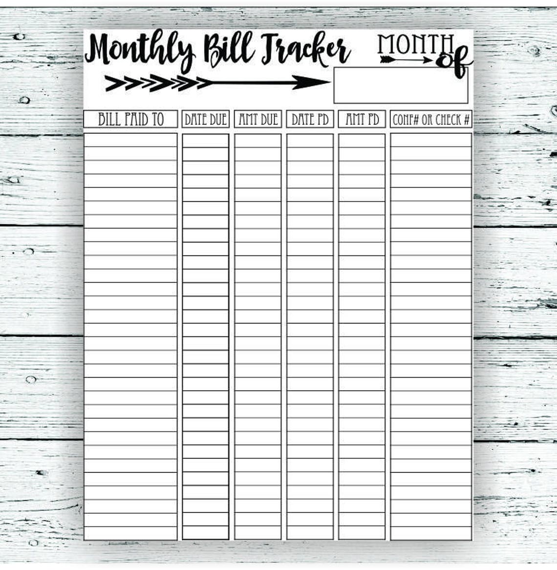 Bill Tracker Printable Printable Free Templates Bill Tracker Printable Printable Free Templates
