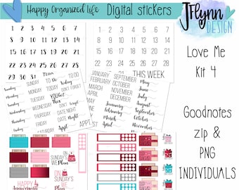 Love Me 4 Valentine digital planner stickers | February digital sticker kits | Goodnotes stickers | png individuals