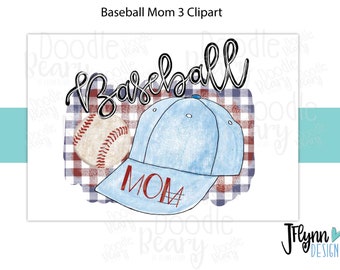 Baseball Mom 3 Clipart Digital Download, Printable, T-shirts, and Sublimation