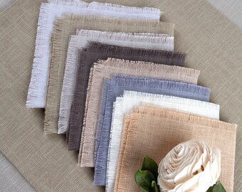 Set of 6 Linen Napkins Gray Cloth Serviette Napkins Linen Napkins Gray linen napkins with fringes