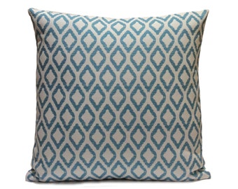 Turquoise Blue and White Pillow, Throw Pillow Cover, Decorative Pillow Cover, Cushion Cover, Pillowcase, Accent Pillow, Indoor and Outdoor.