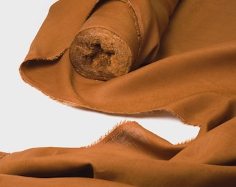 Washed Orange Linen Fabric by the Yard | Cinnamon Rust Burnt Orange Deep Saffron Linen | European Flax Fabric for Sewing Curtains Clothing