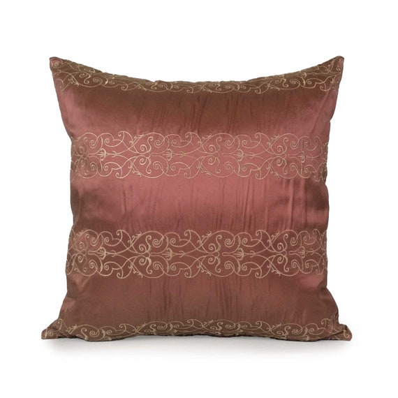 Antique Rose Pillow Throw Pillow Cover Decorative Pillow Cover Cushion Cover Pillowcase Toss Pillow Silk Blend Light Tan Embroidery