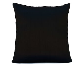 Black Pillow, Throw Pillow Cover, Decorative Pillow Cover, Cushion Covers, Pillowcase, Accent Pillow, Toss Pillow, Silk Blend, Home Decor