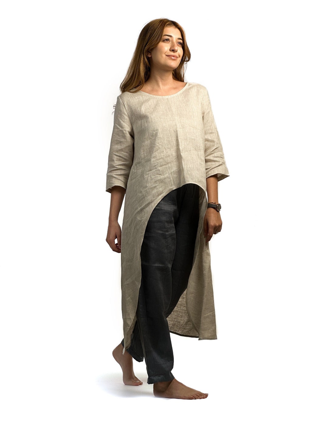 Natural Loose Linen Top, Handmade Clothing for Women, Natural Flax ...