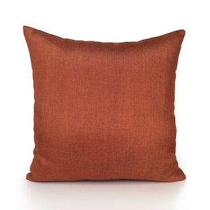 May include: A rust-colored throw pillow with a textured fabric.