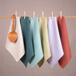 Linen tea towel, natural linen dishcloths, linen kitchen tea towels with hook, Linen kitchen gift towel, 100% Linen Tea Towels set of 2 4 6