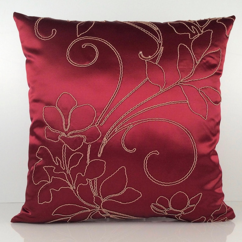 Burgundy Wine and Tan Pillow Throw Pillow Cover Decorative Etsy
