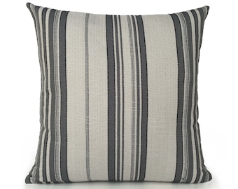 Light warm gray and Dark Gray Striped Decorative Throw Pillow Covers, Cushion Covers, Modern Pillowcase, Toss Pillow, Cotton Blend Pillow