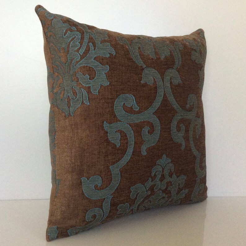 Chocolate Brown and Teal Pillow Throw Pillow Cover Etsy