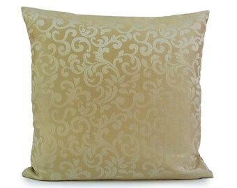 Beige Cream Pillow, Throw Pillow Cover, Decorative Pillow Cover, Cushion Cover, Pillowcase, Accent Pillow, Toss Pillow, Satin Blend, Pattern