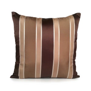 Chocolate Brown, Tan, dark tan and silver Pillow, Throw Pillow Cover, Decorative Pillow Cover, Cushion Cover, 18"x18" size, Silk Blend Blend