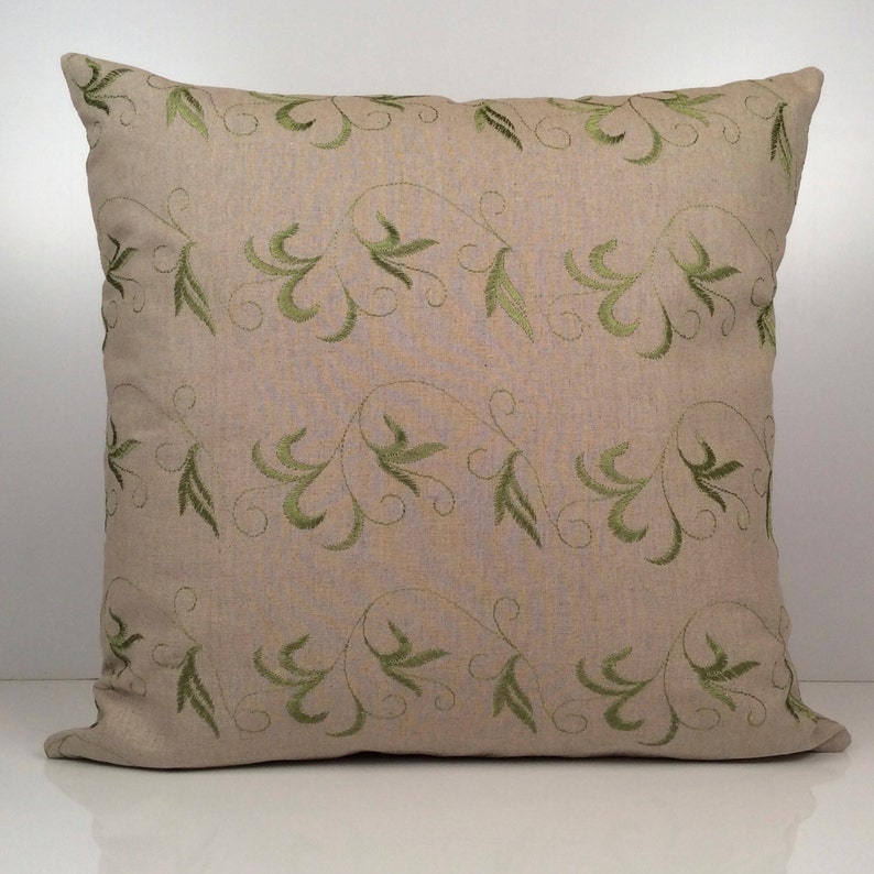Khaki Pillow Lime Green Silk Embroidery Throw Pillow Cover Etsy