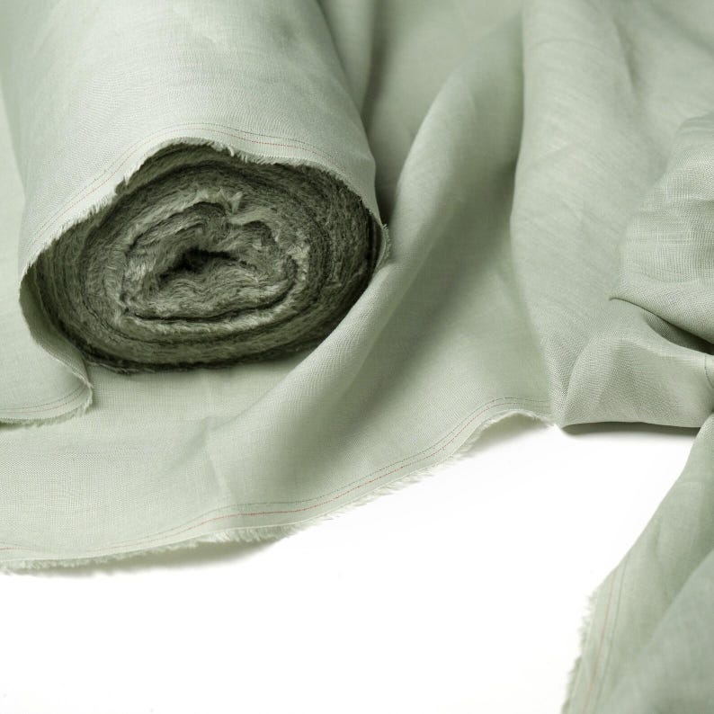 Pastel Green Linen Fabric by the Yard – Sage Light Green European Flax Linen, Medium Weight for Dresses, Curtains & Home Decor image 10