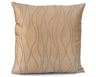 Licht beige (tan) kussen, gooien kussenhoes, decoratieve kussenhoes, kussenhoes, kussensloop, accent kussen, polyester lichtbruin patroon