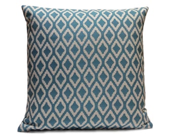 Turquoise Blue and White Pillow, Throw Pillow Cover, Decorative Pillow Cover, Cushion Cover, Pillowcase, Accent Pillow, Indoor and Outdoor.