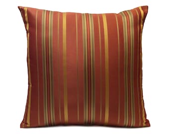 Copper Pillow, Throw Pillow Cover, Decorative Pillow Cover, Cushion Cover, Pillowcase, Accent Pillow, Satin Blend, Gold & Red Stripes Pillow
