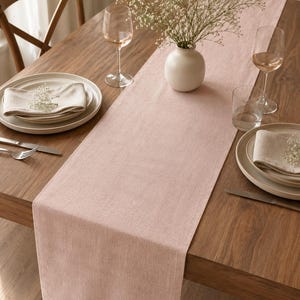 Pink Linen Table Runner | Pale Pink Dusty Pink Dusty Peach Candy Pink Pastel Pink Runner | Custom Size Wedding Table Decor