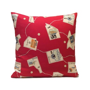 Red Pillow, Throw Pillow Cover, Decorative Pillow Cover, Cushion Cover, Pillowcase, Accent Pillow, Cotton Pillow, Off White Signs, 18"x18"