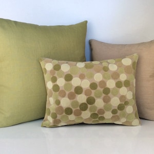 Olive Green/Tan/Beige/Decorative Throw Pillow Cover Set of Three,20&quot;x20&quot;,16&quot;x16&quot;,12&quot;x16&quot;,Designer Pillow Collection, Linen Velvet pillow set