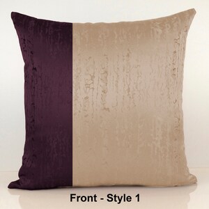 Purple (Plum) and Beige Sand Color Block Decorative Throw Pillow Covers, Cushion Covers, Toss Pillows, Embroidery cover, Geometric pattern.