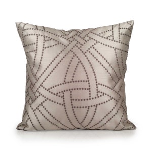 Off White/Tan Embroidered Pillow Cover, Decorative Throw Pillow Cover, Cushion Cover, Toss Pillow, Geometric Lumbar pillow, Boutique Pillows