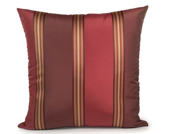Funda de almohada decorativa burdeos y roja, almohadas decorativas, funda de cojín boho, almohada decorativa, mezcla de seda, almohada de rayas de estilo rústico,