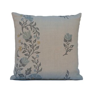 Off White/Light Gray Block Print Pillow Cover, Throw Pillow Cover, Floral Cushion Cover, trendy pillow, Accent Pillow, designer linen pillow