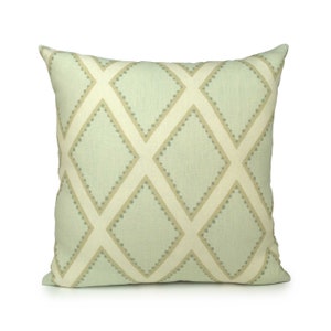 Designer Decorative Throw Pillow Cover, Sarah Richardson Brookhaven Pillow in Celadon, Cushion Cover, Modern Linen Pillow, Kravet pillow,