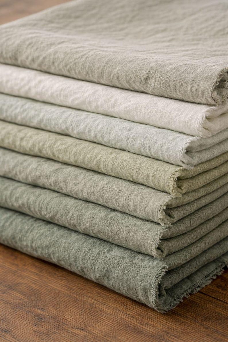 Pastel Green Linen Fabric by the Yard – Sage Light Green European Flax Linen, Medium Weight for Dresses, Curtains & Home Decor image 6