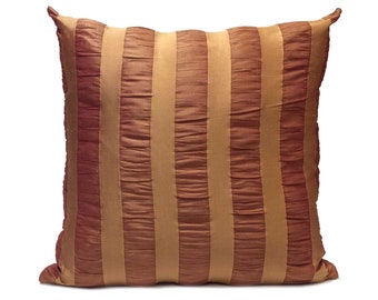 Cinnamon, Copper, Rust Pillow, Throw Pillow Cover, Decorative Pillow Cover, Cushion Cover, Pillowcase, Accent Pillow, Silk, Striped pillow