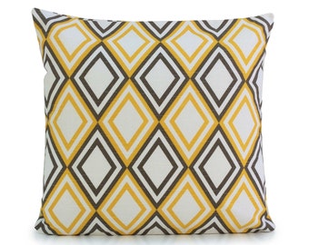 Gray and Yellow on White Pillow, Throw Pillow Cover, Decorative Pillow Cover, Cushion Cover, Pillowcase, Accent Pillow, Toss Pillow, Cotton