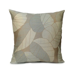 Light Tan, Tan, Gray and Beige Pillow, Decorative Throw Pillow Cover, Cushion Cover, Pillowcase, Accent Pillow, Satin Blend, Floral Pattern.