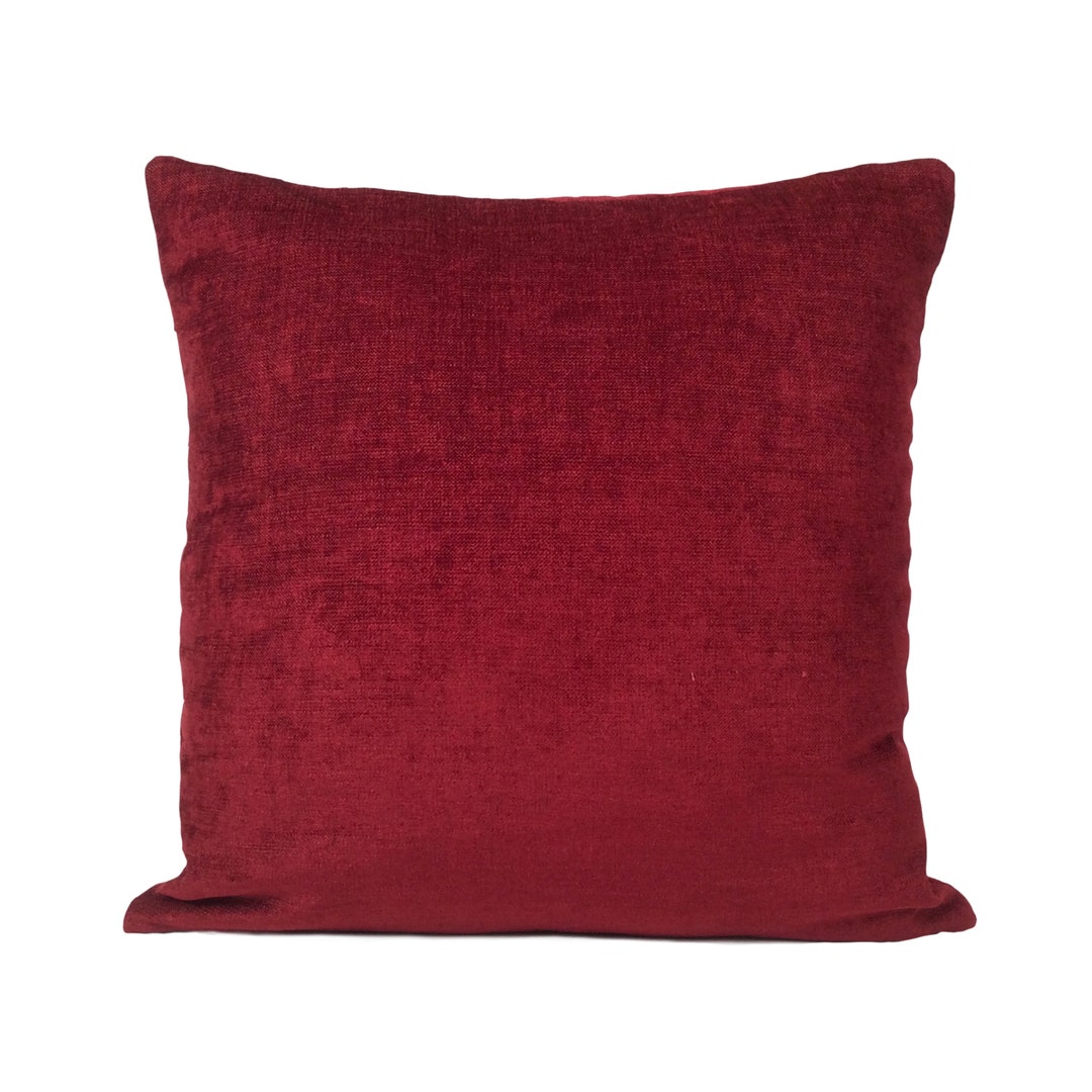 Bright Burgundy Throw Pillow Cover, Decorative Cushion Covers, Velour