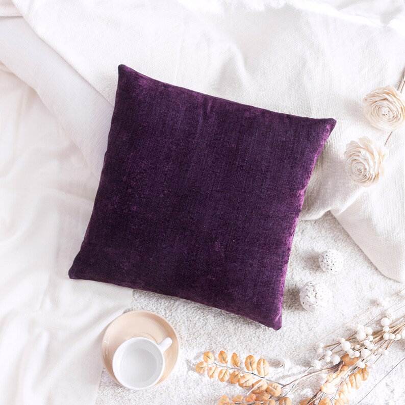 Dark purple plum decorative throw pillow cover boho cushion Etsy