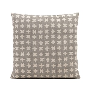 Funda de almohada de lino gris cemento Bastideaux Bogo, cojines decorativos de diseño rústico para sofá, funda de cojín con acento cruzado, almohada bohemia tribal